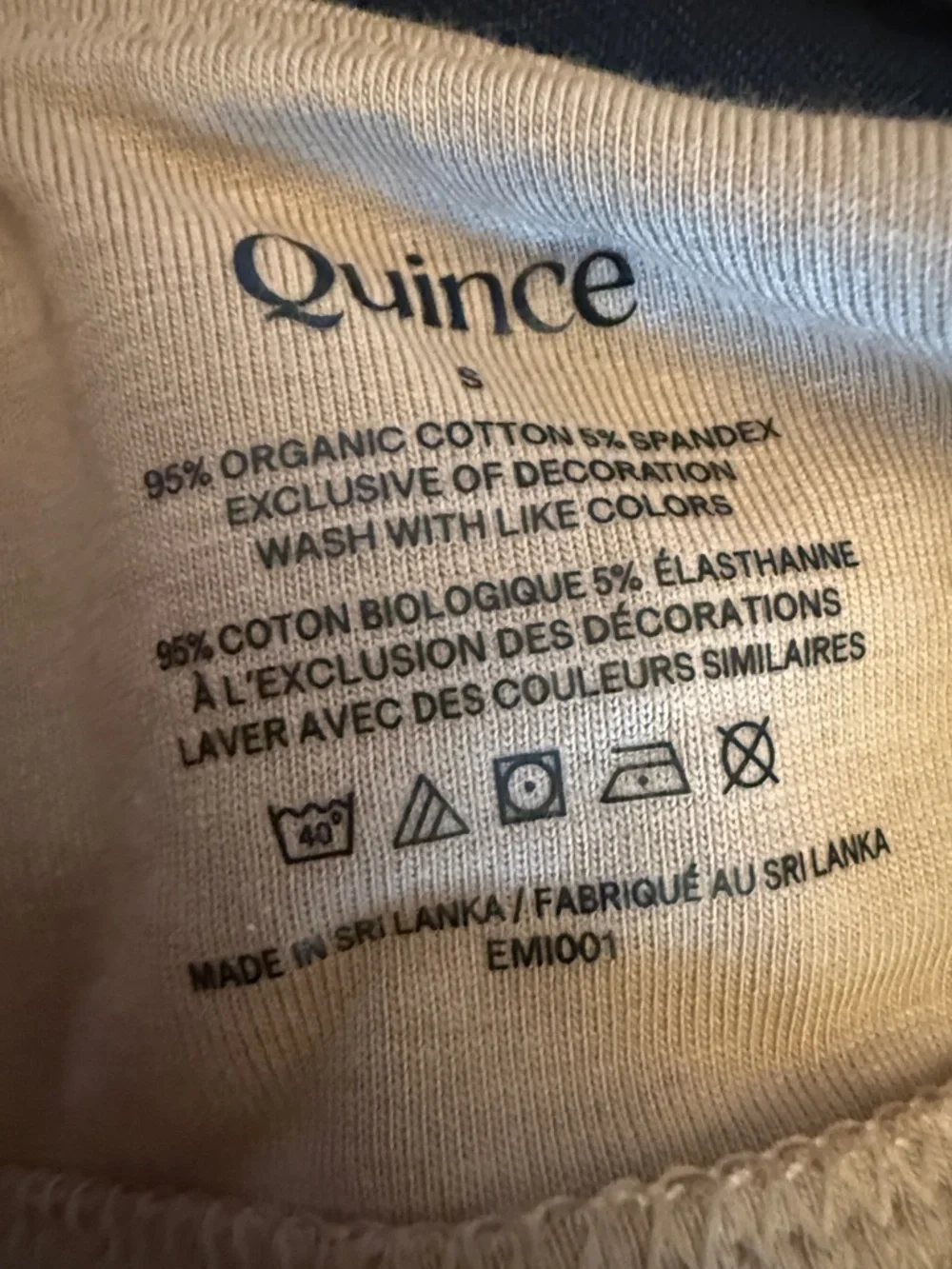 Quince Organic Scoop Bralette Black/ Warm Sand 2 Pack NEW Sz S